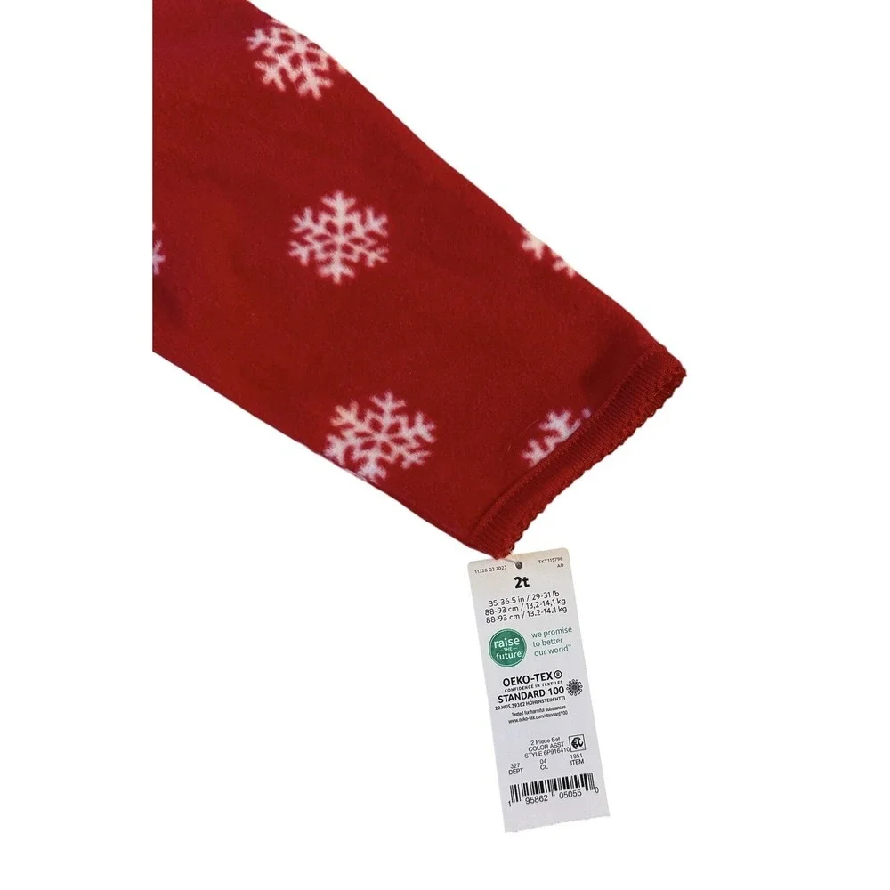 CARTERS Just One‎ You Size 2T Toddler 2 Pcs Set Santa Red Fleece Footed Pajamas